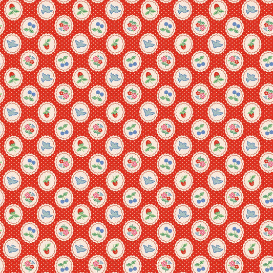 Chirp & Charm Red – Bluebells & Buttercups by Poppie Cotton