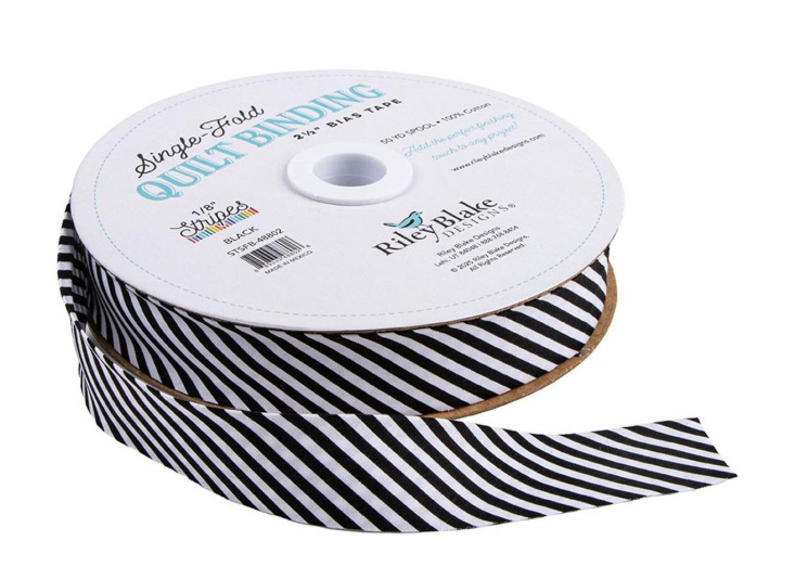 Riley Blake Designs Single-Fold Quilt Binding 1/8" Stripe Black